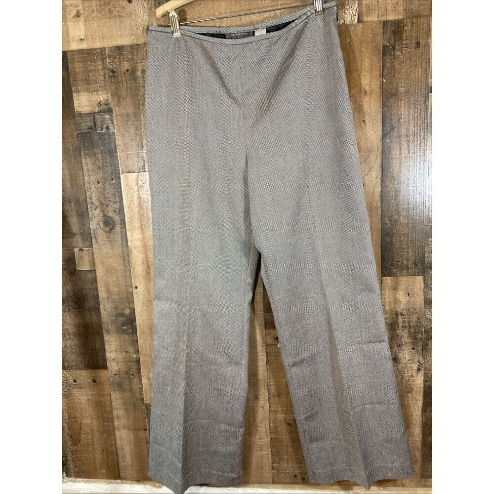 Liz Claiborne Pants Women 12 Gray‎ Wide Leg Professional Suits Lined Side Zipper